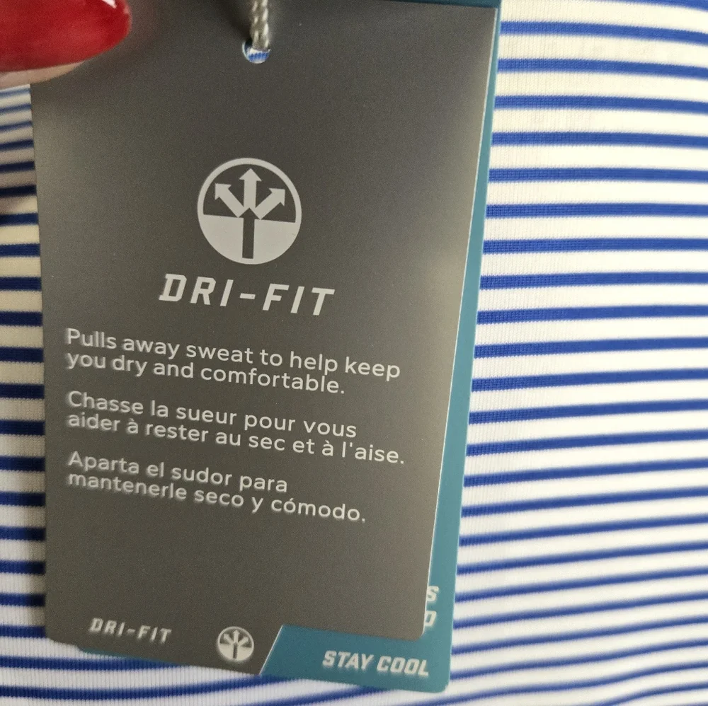 Blue Striped Nike Dri-Fit Golf Polo Shirt, NWT